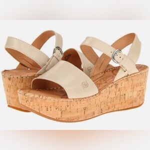 Size 9 BORN Cork Wedge Sandal Cream